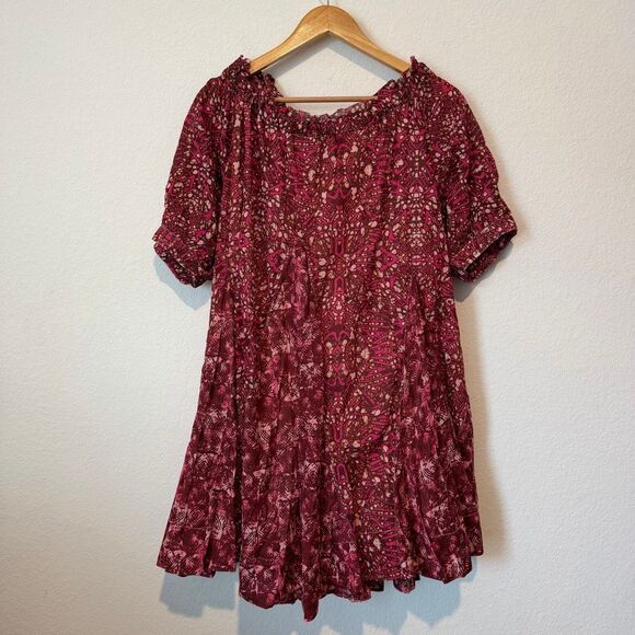Free People Fuchsia Floral Jet Set Mini Babydoll Dress Women's Size Medium - Picture 4 of 5